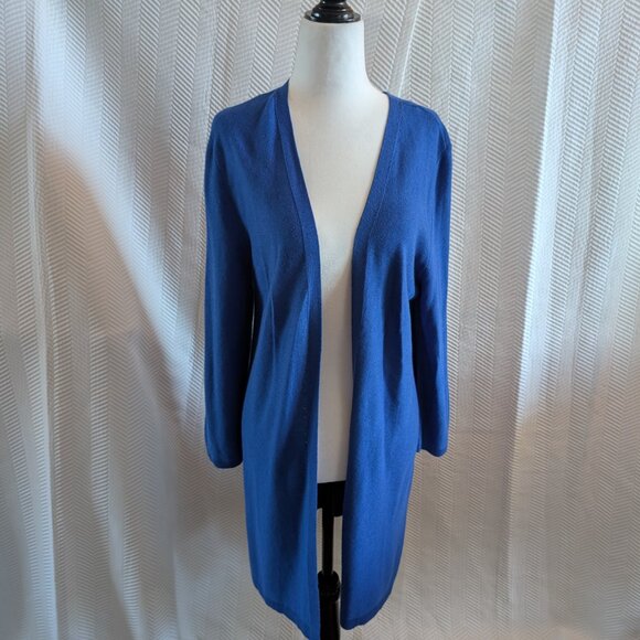 Talbots Open Cardigan Royal Blue Duster Classic Size Large - Picture 1 of 15